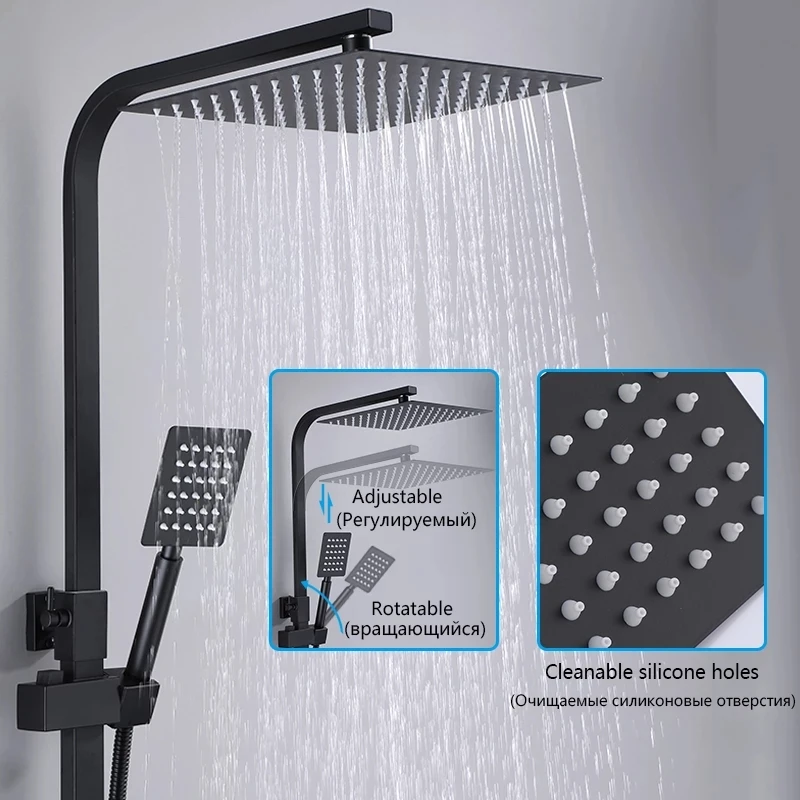 OXG Black Rain Shower Faucet Set Bathroom Faucet Set Bidet Faucet Shower Shelf Rotatable Spout Height Can Be Extende bathroom faucet bathroom shower faucet set