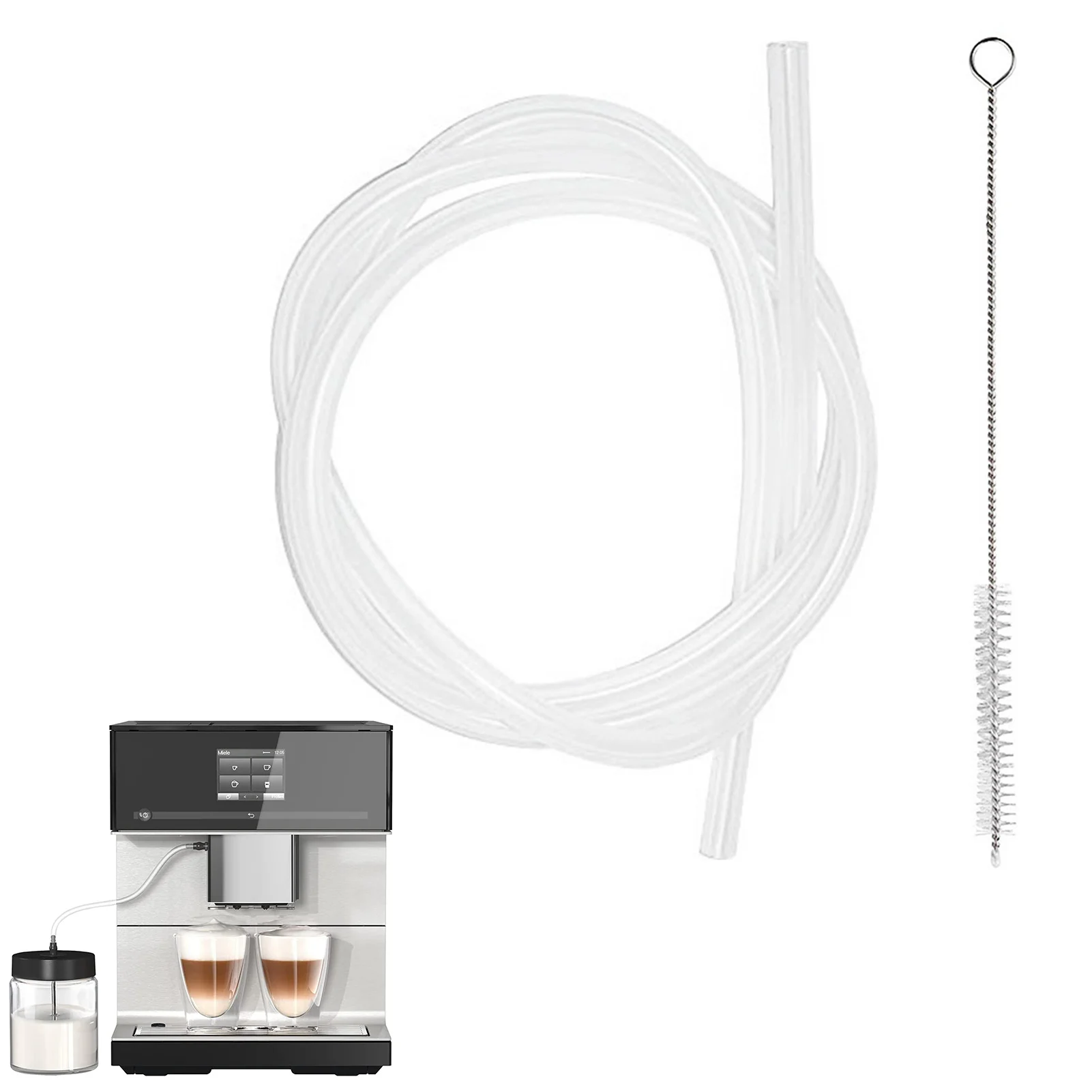 Set Tubi Latte Per Macchine Caffè Bosch E Siemens – Tubo Acciaio Inox E Tubo Silicone, Sostituto BSH 754124, Per VeroBar E EQ.7