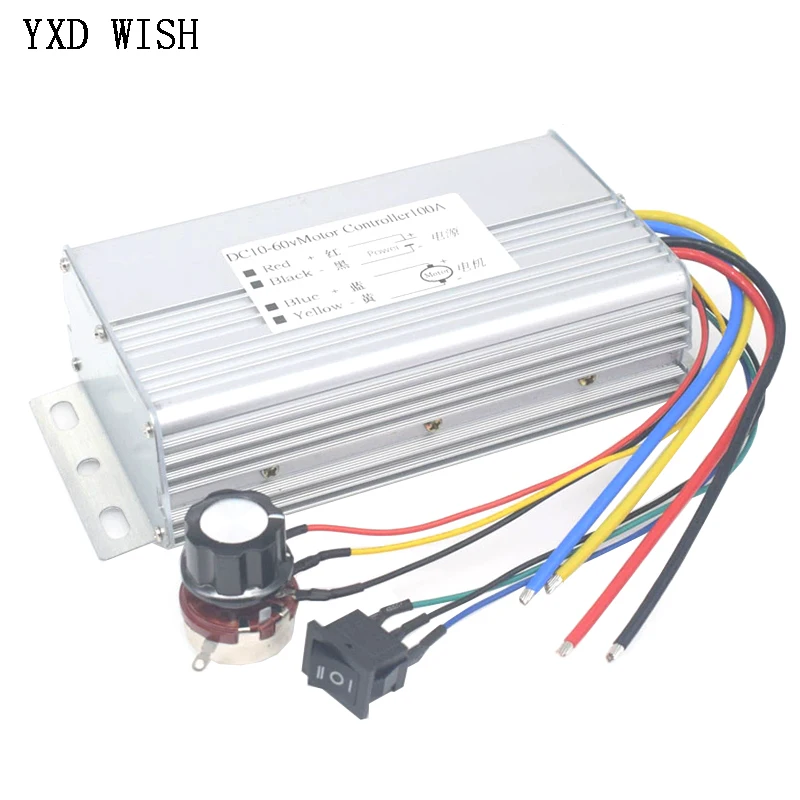 DC 10V-60V DC Motor Speed Controller 100A Reversible PWM Control Forward Reverse Switch 12V 24V 36V 48V Motor Controller dc motor speed controller motor speed controller electric motor speed controller