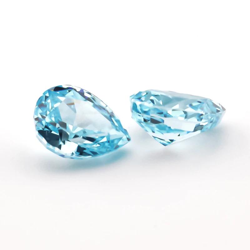 

SHIQIER 20#Sky Blue Pear Crushed Ice Cut Cubic Zirconia Stone 6x8mm 5A Loose CZ Synthetic Gemstone For Jewelry Making