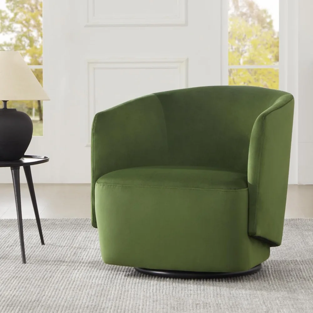 

Вращающийся стул с акцентом, современное круглое кресло с бочонком для спальни, детской комнаты, для чтения, гостиной, зеленый цвет