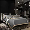 Satin 1200TC Egyptian Cotton Luxury Bedding Set, Gold Embroidery, Queen, King, Duvet Cover, Flat/Fitted Bed Sheet, Pillowcases 2