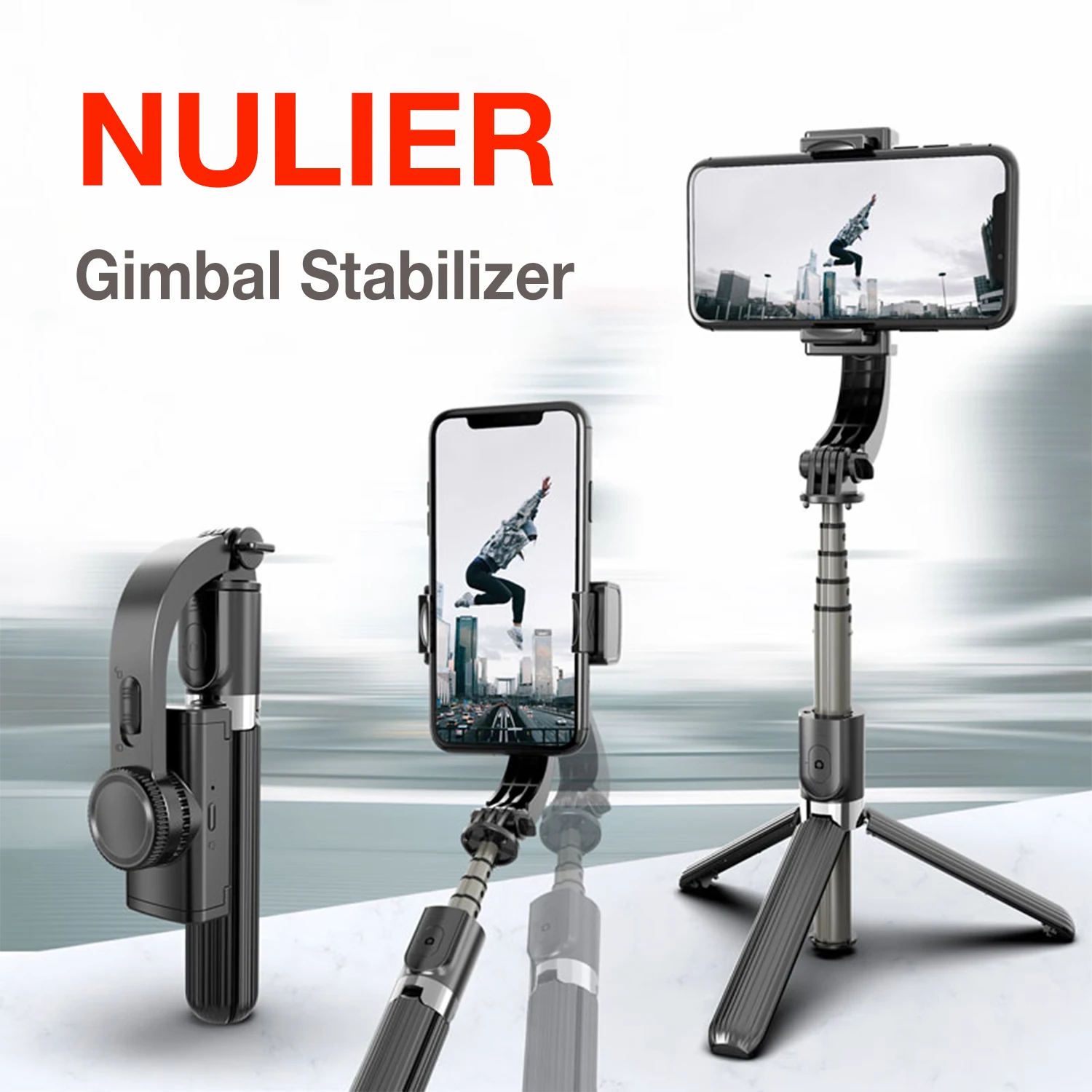 

NULIER Handheld Gimbal Stabilizer with Bluetooth Remote 360° Rotation Selfie Stick Tripod Phone Holder for iOS Android