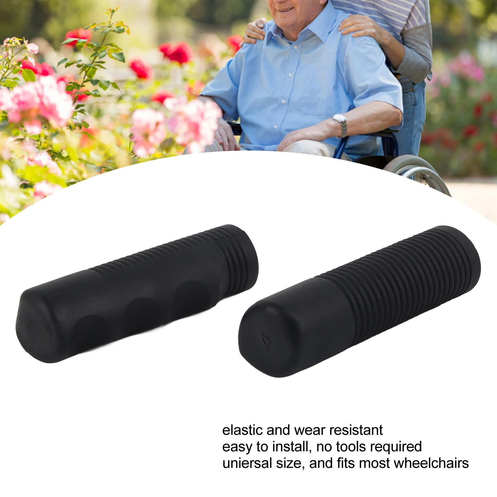 2Pcs Rubber Wheelchair Hand Grips Ergonomic Prevent Slipping Easy Installation Universal Wheelchair Grip Cover 3