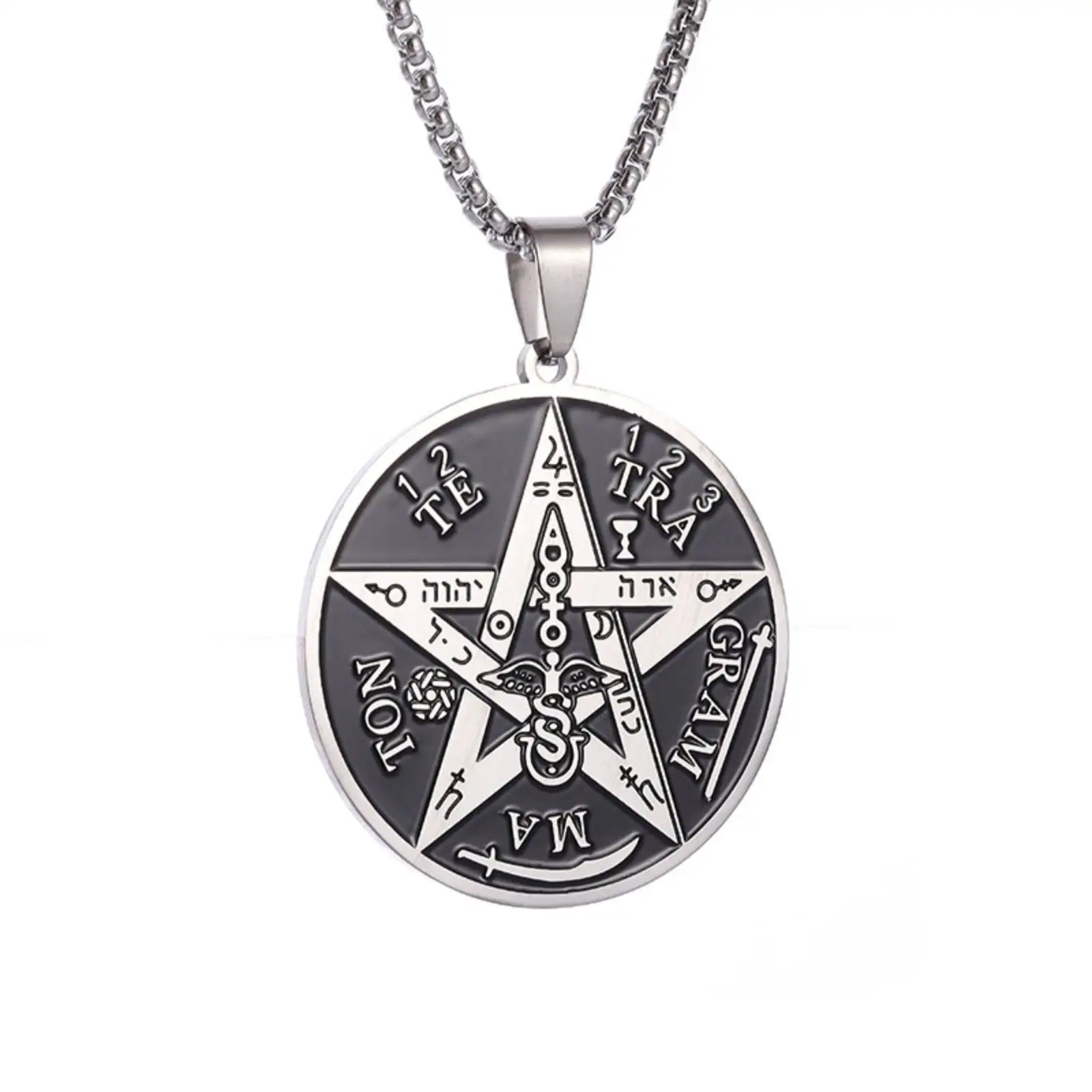 Solomon Pentagram Pendant Necklace Jewish Hebrew Rune Amulet Stainless ...