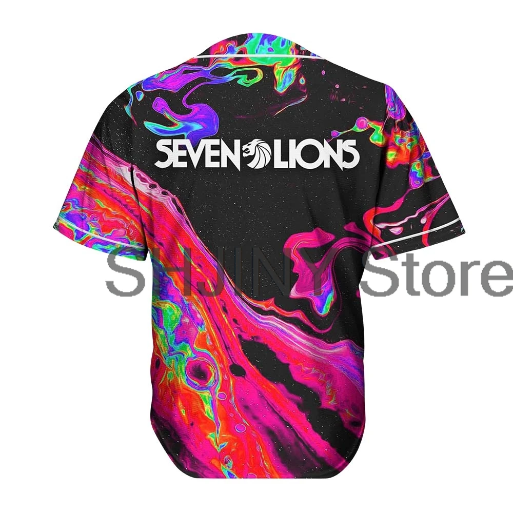 세븐 라이온스 오일 슬릭 저지, EDM 페스티벌, 2024 Merch 야구 재킷, 반팔 셔츠, 여성 스트리트웨어