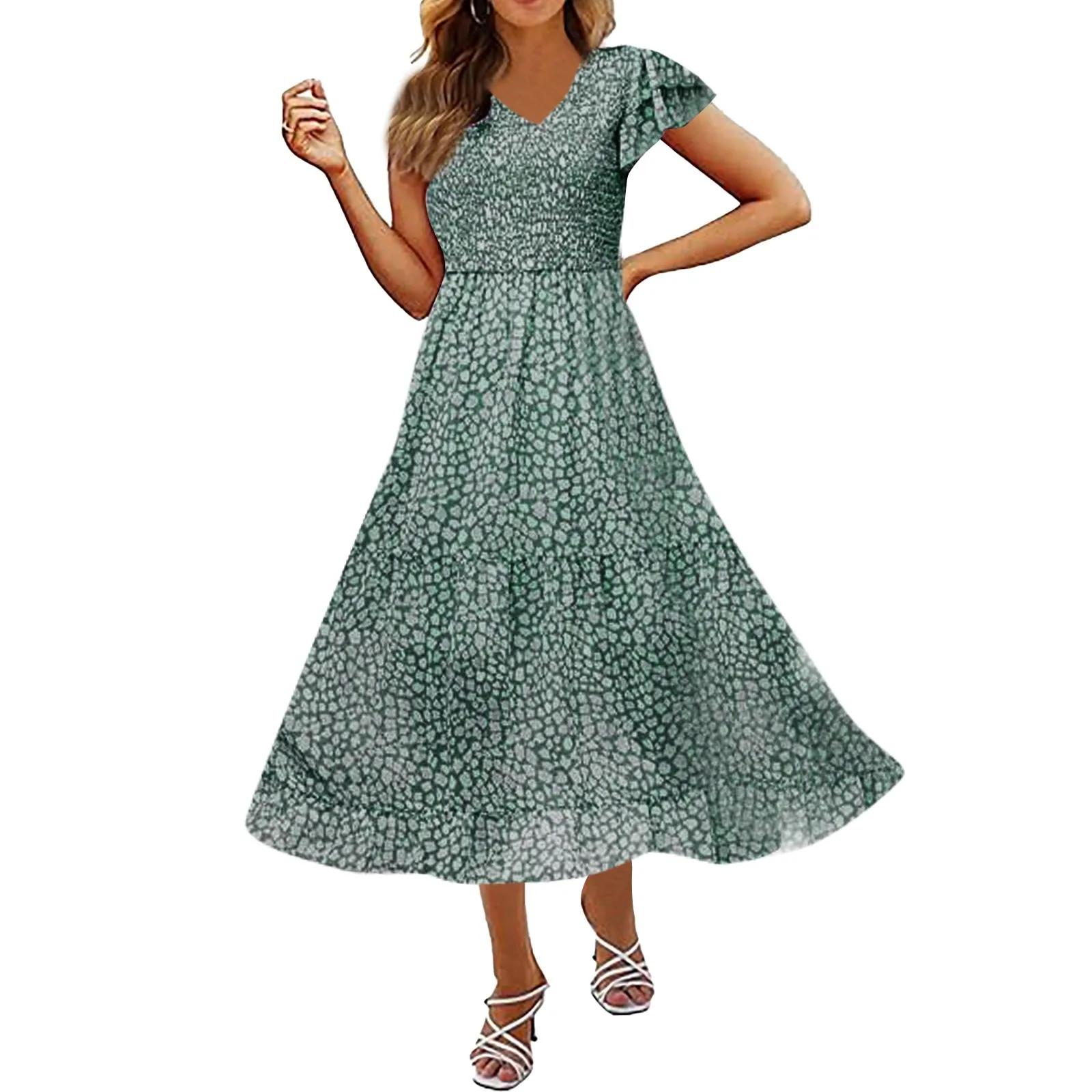 

Women Summer Sleeveless V Neck Polka Dot Dress Boho Beach Sundress Casual Elegant A-Line Dresses Chiffon Long Dresses Vestidos