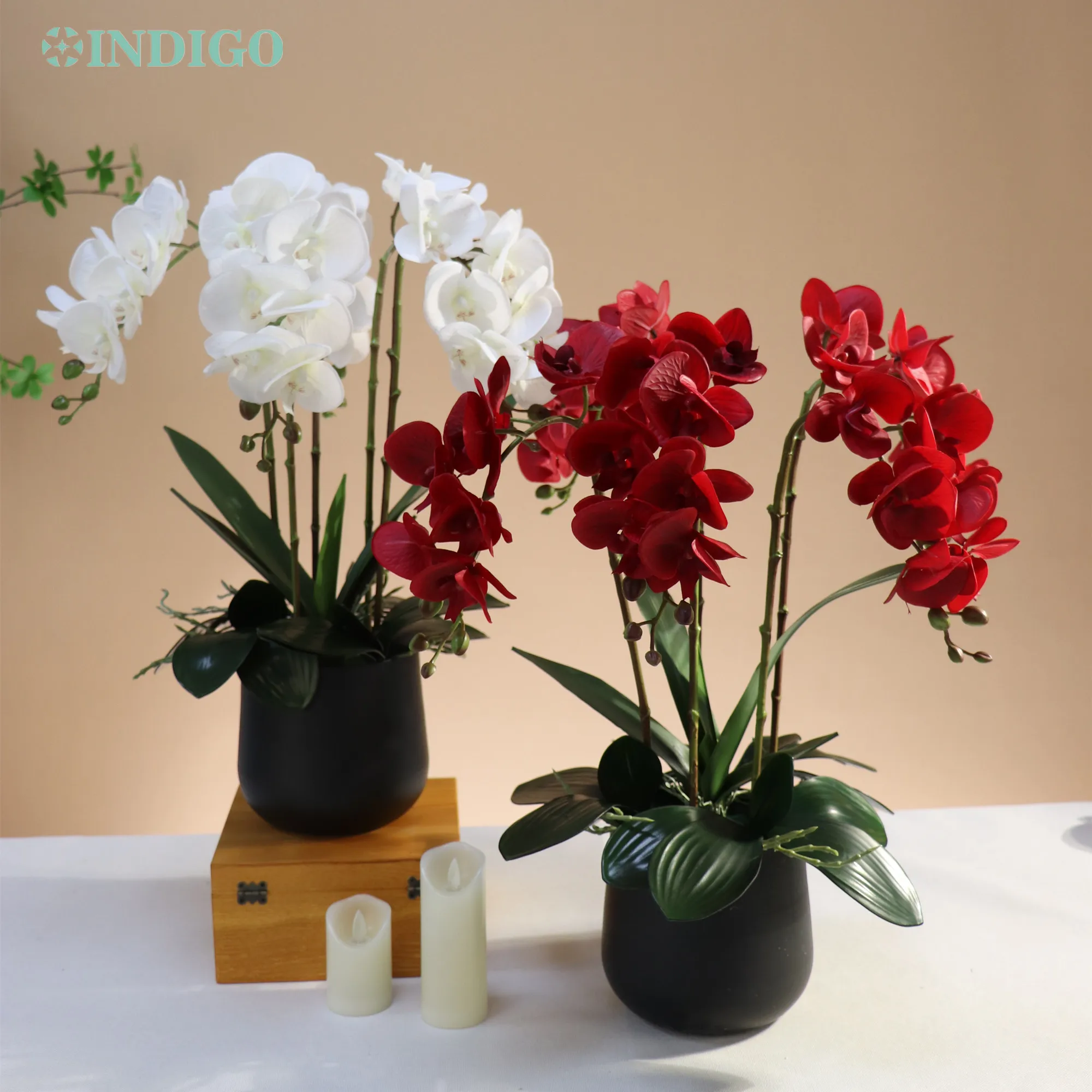 Orchidée Artificielle Phalaenopsis Imprimée En 3D - Rouge - Décoration Intérieure Sans Entretien - 2
