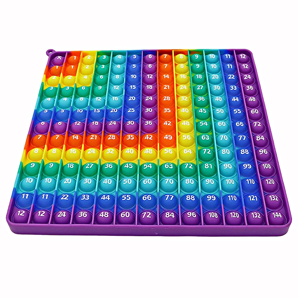 12x12 Multiplication 12+12 Addition Push Its Pop Bubble Fidget Toys, Right Angle Rainbow Educational Teaching Toys 6