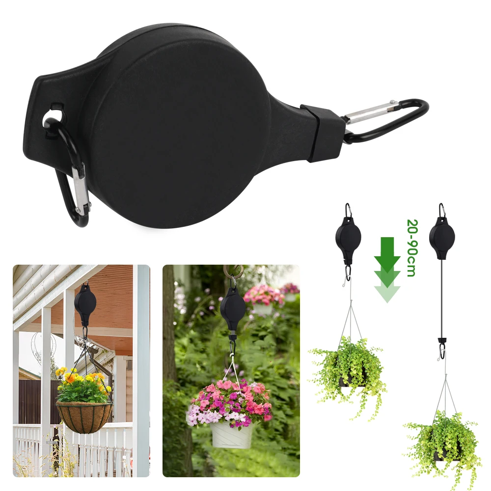 

Retractable Hanging Basket Hook Adjustable Hanging Flower Basket Hanger Hooks For Home Wall Decoration Courtyard Garden Tools