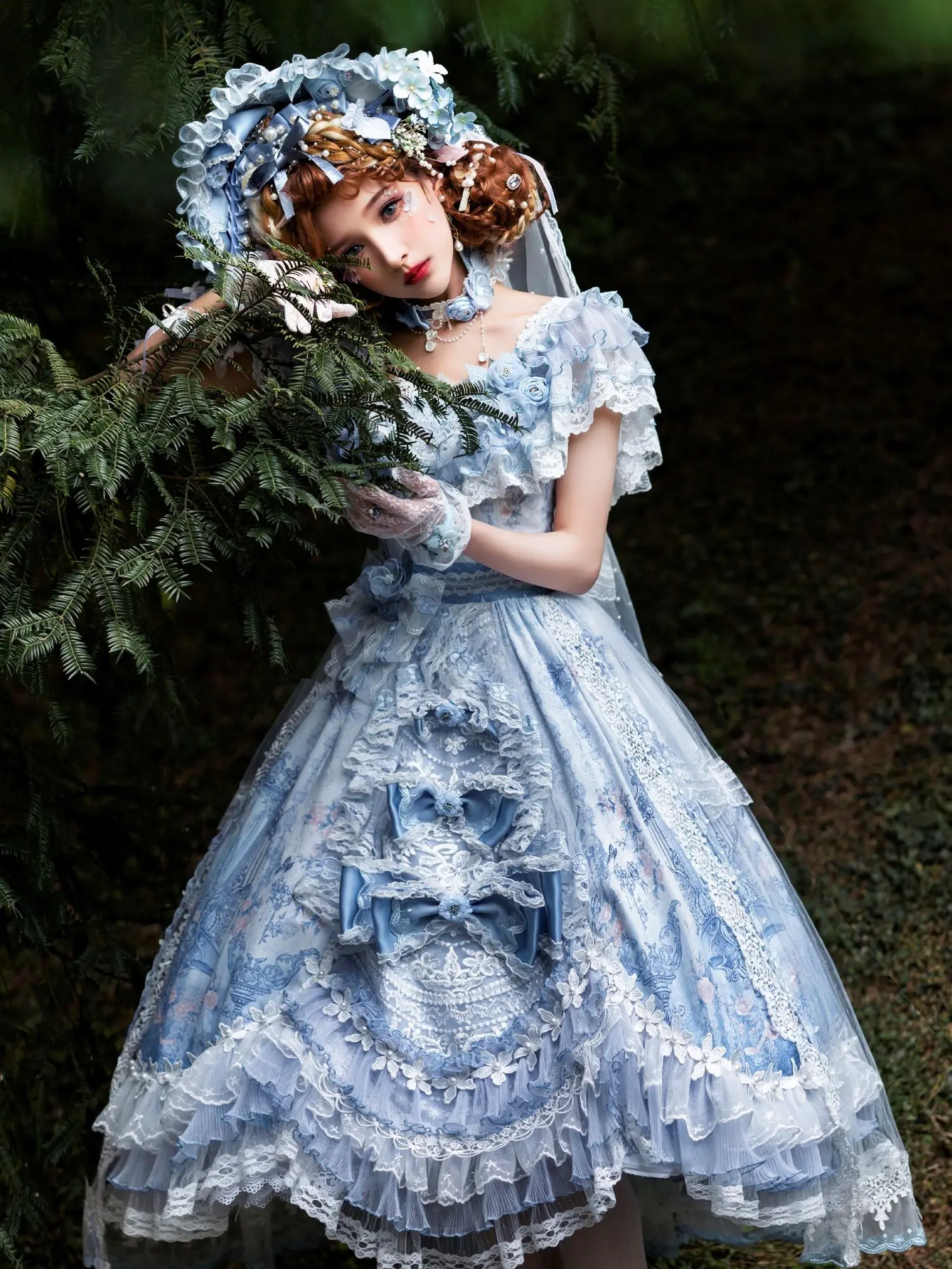 Lolita Costumes Japanese Sweet Kawaii Jsk Lolita Dresses Women Victorian Gothic Cartoon Sleeveless Bow Lace Princess Tea Party