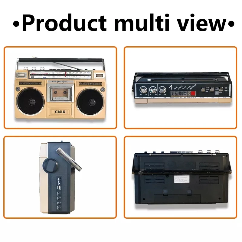 Magnétophone à cassette à l'ancienne, machine antique, radio FM ElmainFM,  carte portable rétro, audio Bluetooth