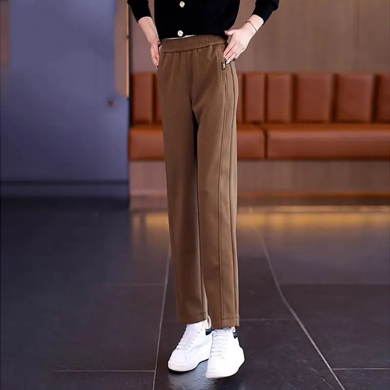 Women's AutumnWinter New Fashion Elegant High Waist Solid Color Versatile Western Style Comfortable Youth Popular Commuter Pants