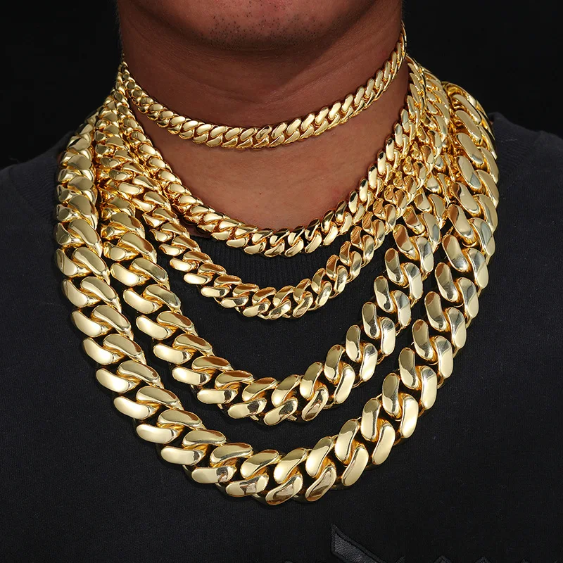 Cuban Necklace Gold Chains For Mens Hip Hop 19mm Miami Cuban Link Chain  Solid 10K Yellow Gold 890940