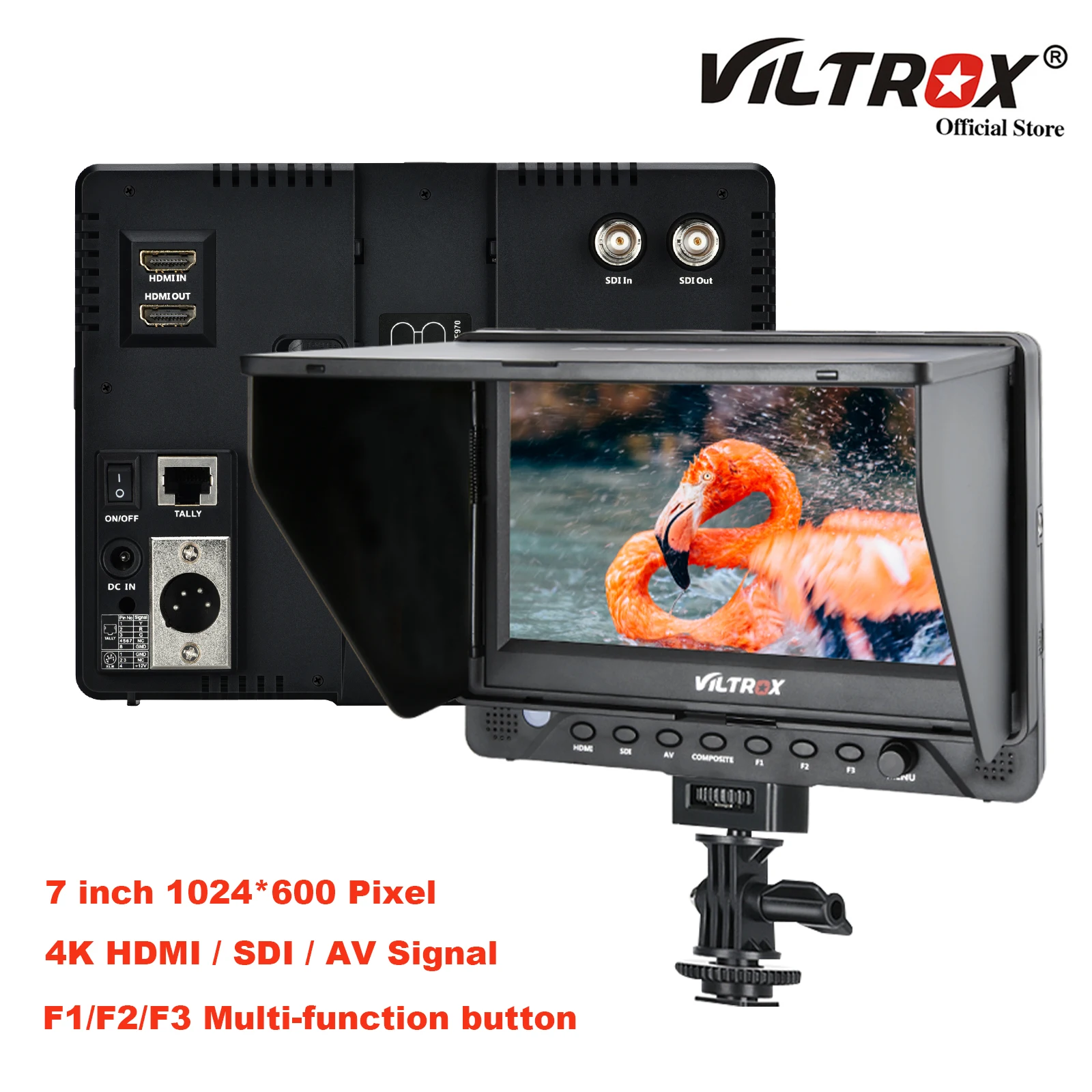 Viltrox Dc-70Ex 7 Pollici 4K Hd Camera Video Monitor Display Field Sdi Av Input Output Monitor Lcd 1024X600 Per Canon Nikon Sony