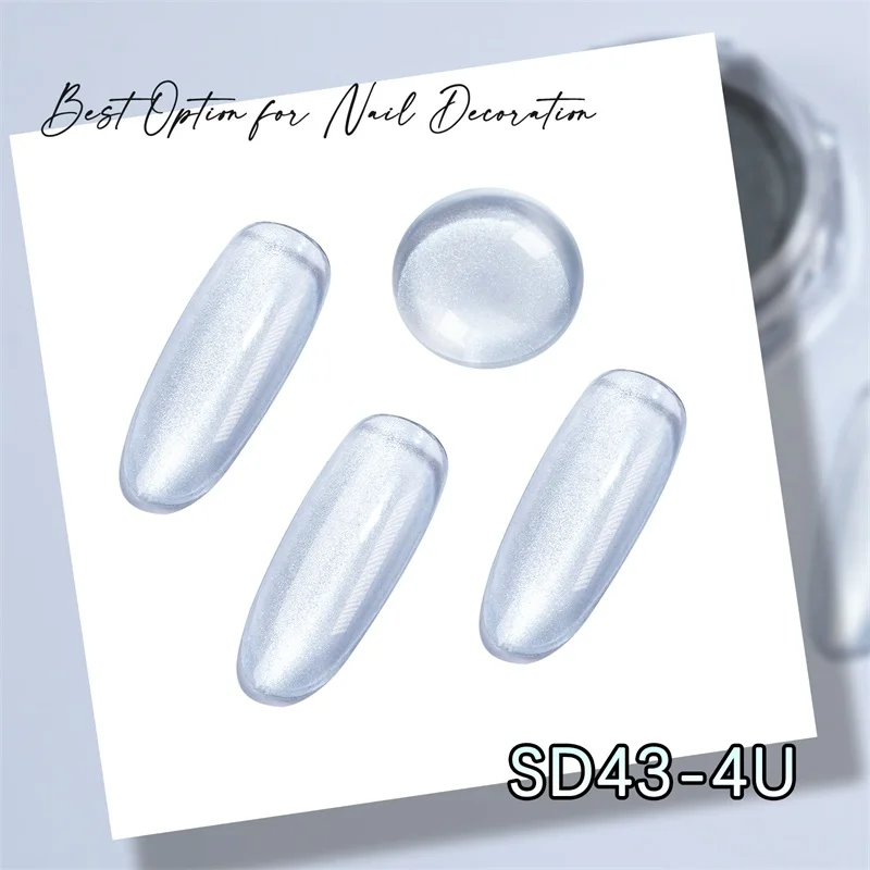 HNDO Silver White 3D Cat Eye Magnetic Powder Glitter Nail Art Fine Particles Effect for Gel Polish Manicure Design Pigment Dust