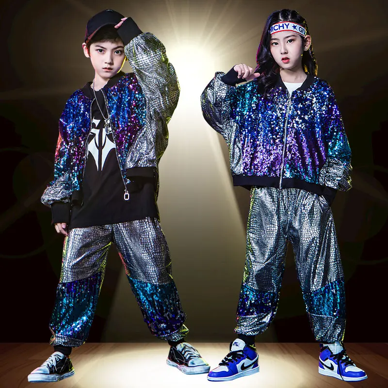 

Children's hiphop street dance costume sequins jazz dance suit boy ghost step dance drum set performance runway girl costume