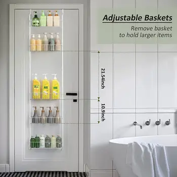 6-Tier Adjustable Pantry Organization Storage, Heavy-duty Metal Door Spice Rack for Kitchen, Bathroom 5