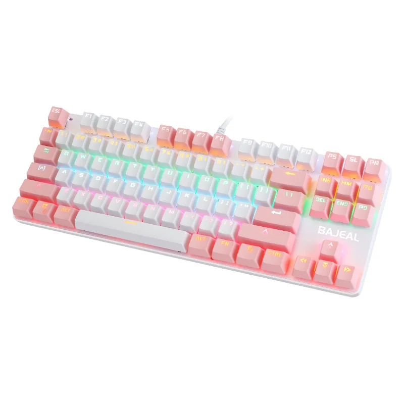 87 Key Gaming Mechanical Keyboard Doubleshot Keycaps Blue Axis Office Business Mechanical Keyboard for Notebook Tablet Computer white computer keyboard Keyboards