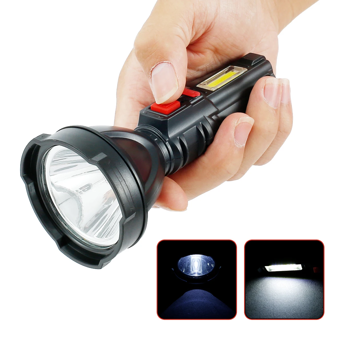 

ZK40 Portable LED Flashlight with Side Long Range USB Rechargeable Torch with Battery Searchlight Highlight IPX4 Spotlight
