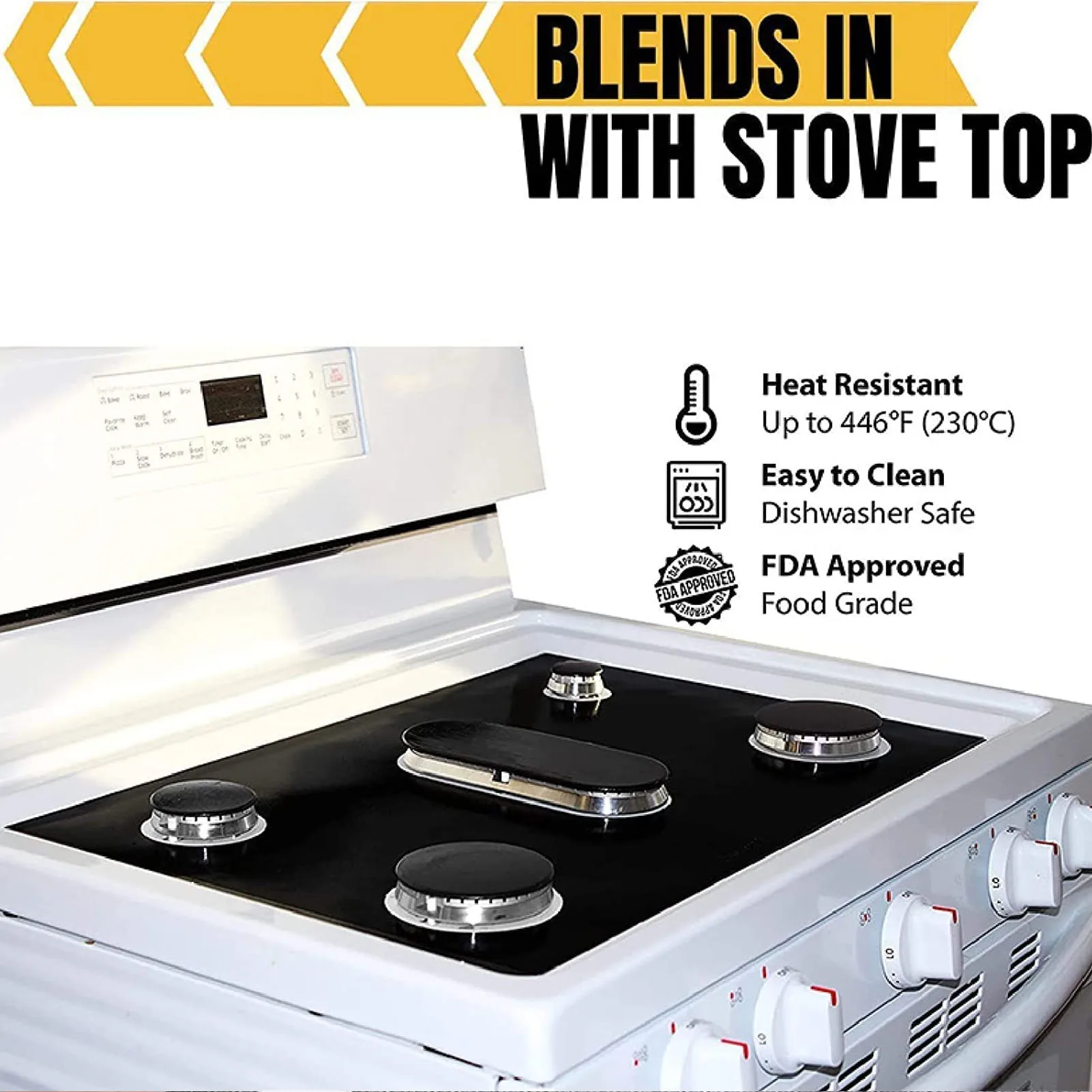 Gas Stove Protector Pot Pan Protectors Stove Top Cover Protector PTFE Reusable Washable Heat Resistant Oil-proof Gas Stove Liner Guard Clean Mat Pad for Gas Range