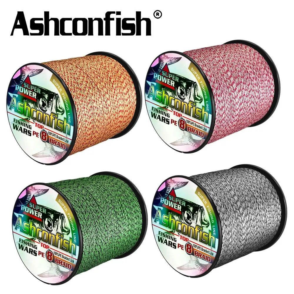 Ashconfish PE 편조 멀티필라멘트 낚싯줄, 강한 일본 코드 스팟 혼합 색..