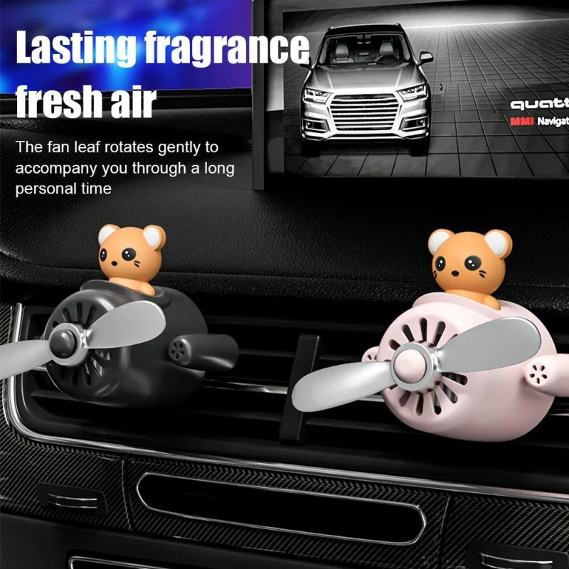 Car Air Fresheners Airplane for Tesla Cartoon Vent Perfume Diffuser  Rotating Propeller Outlet Fragrance Cute Decor Free Shipping
