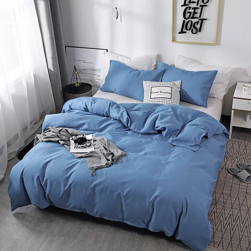 

Solid Color Bedding Set Comforter Duvet Cover Bed Linens Single Double Queen King Quilt Cover with Pillowcases No Bed Sheets