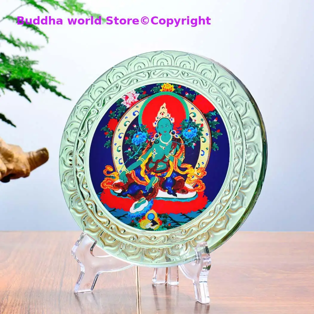 

GOOD # Wholesale Buddhist supplies Asia Temple HOME altar crystal the Bodhisattva Green Tara GUAN YIN Buddha ornament statue