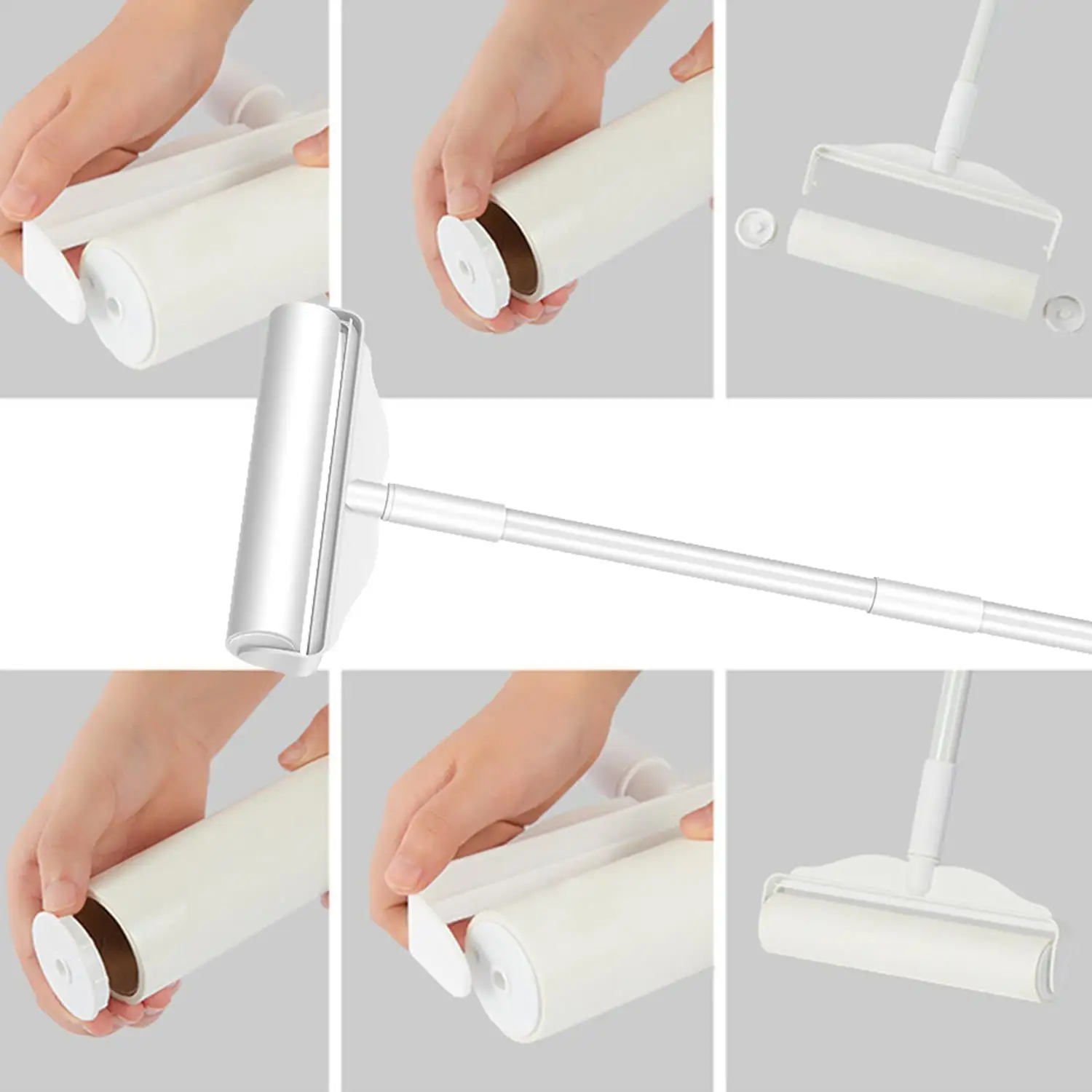 Wide Lint Rollers Sticky Large Surface Long Handle Adjustable Pet Hair Remover Dust Brush For Carpets Floors Curtains