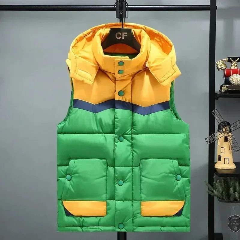 Luxury Down Vest for Men and Women, Zippered Sleeveless Jacket, Hooded Jacket, Warm Vest,casual Sportswear,couple Fashion,winter