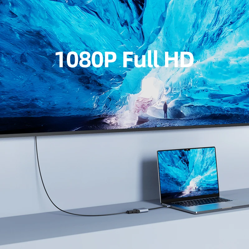 케이블타임 타입 C to VGA 어댑터 1080p 60Hz HD 케이블 컨버터 USB C 남성-여성 어댑터 (아이폰, 아이패드, PC 타입 C 기기용)