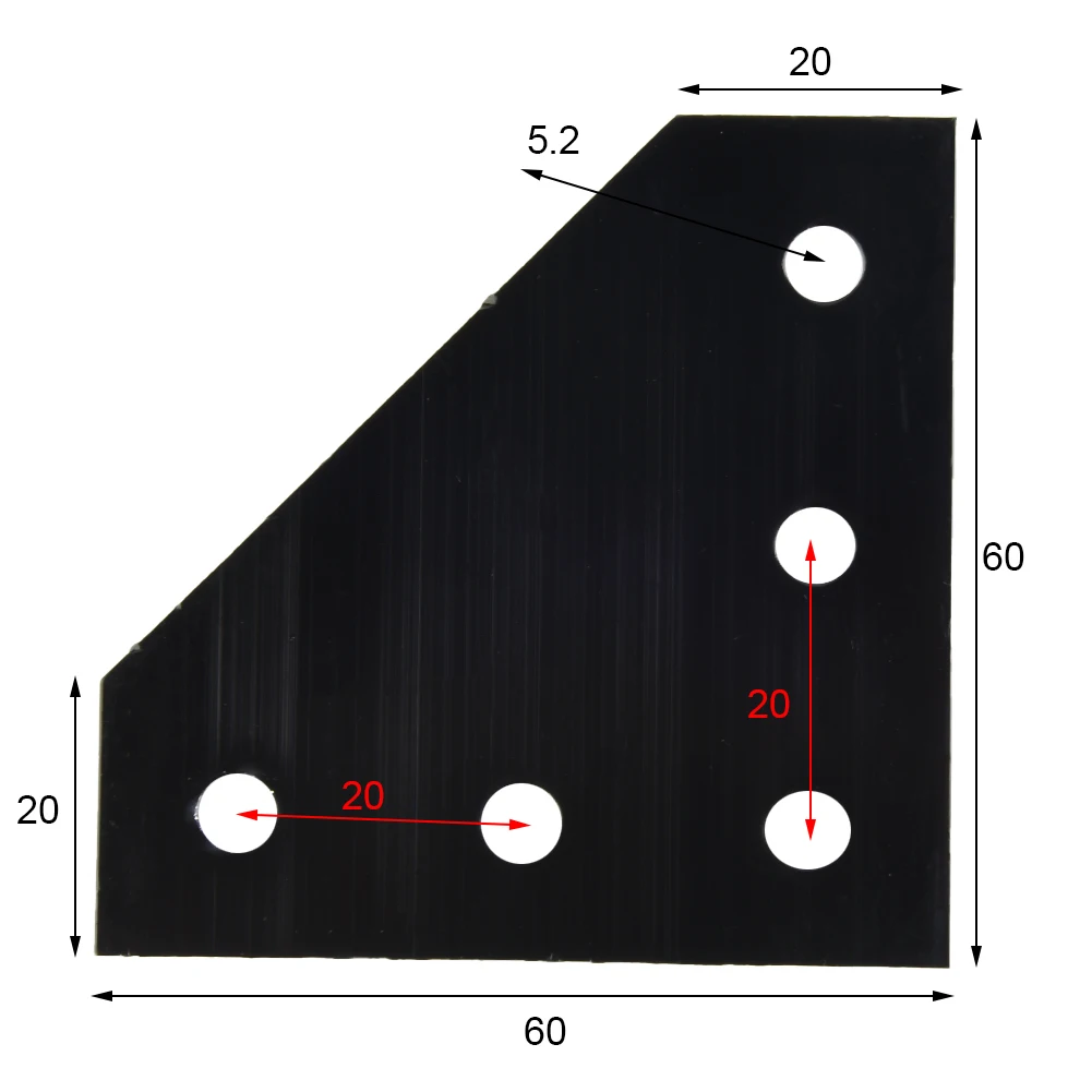 1pc Joint Board Plate Corner Angle Bracket Connection Joint Strip 90 Degree 5 Hole For 2020 Aluminum Profile Black/Silve