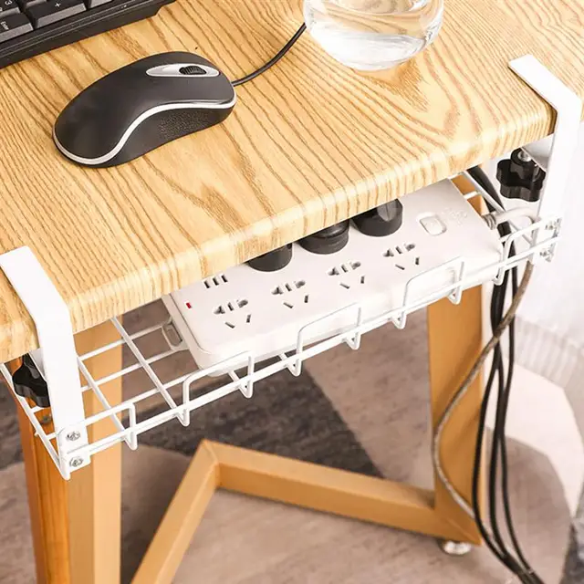 1Pc Szén -Dioxid -Acél Aljzat Tároló Állvány Asztal Alatt Vezetékes Az Alatti Kábelszervező Töltő Kábel Tartó 38 Cm - Image 6