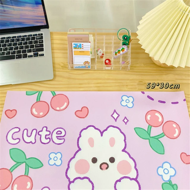 1pc Kawaii Mouse Pad Large Cherry Bunny Non-slip Desktop Table Mat Student Desk Mat Cute Bear Bunny Mouse Pad Large Game Mat cherry
