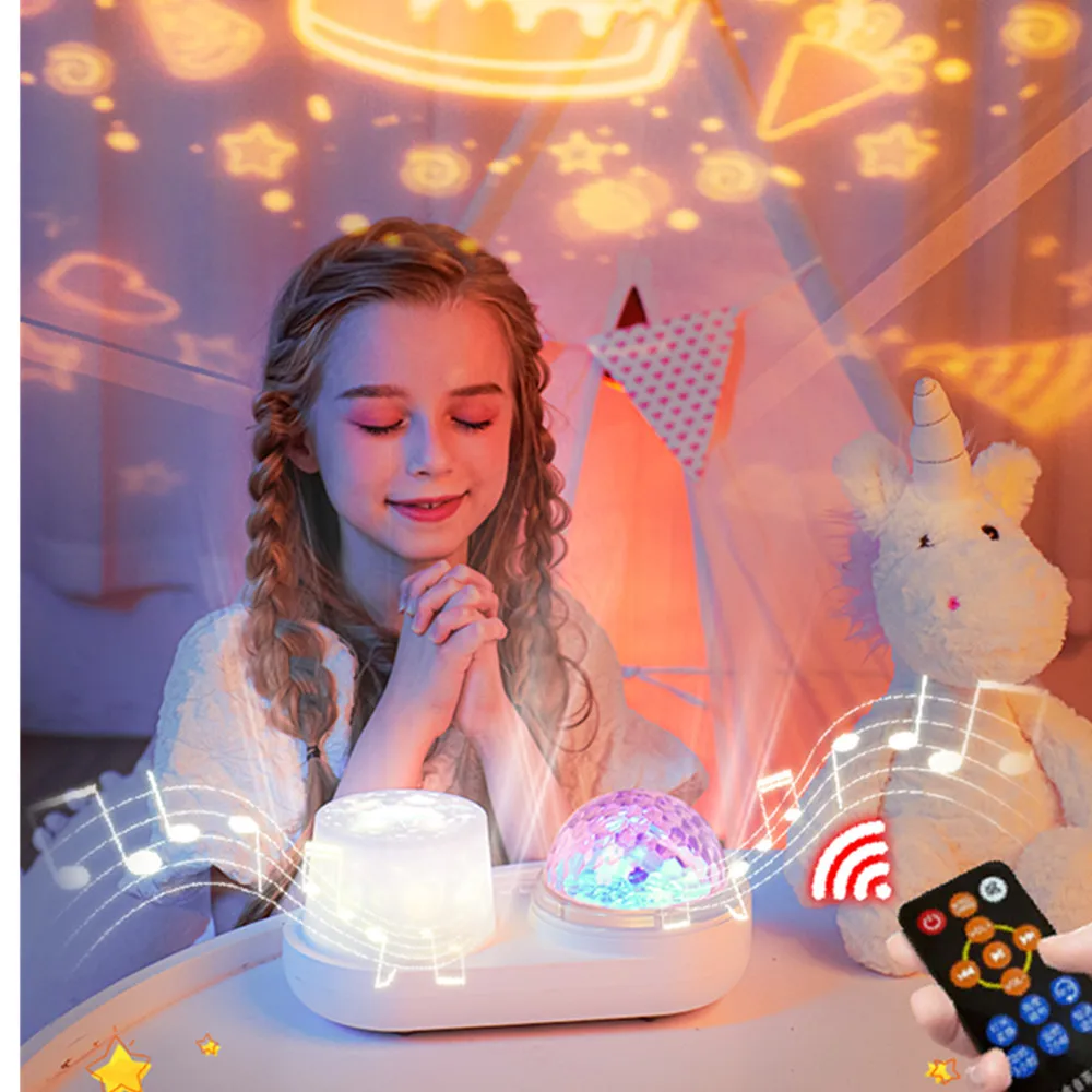 Galaxy Star Ocean Projector Night Lights by Music Speaker Starry Sky Projection Lamp for Home Room Decor Kids  Adults Baby Gift