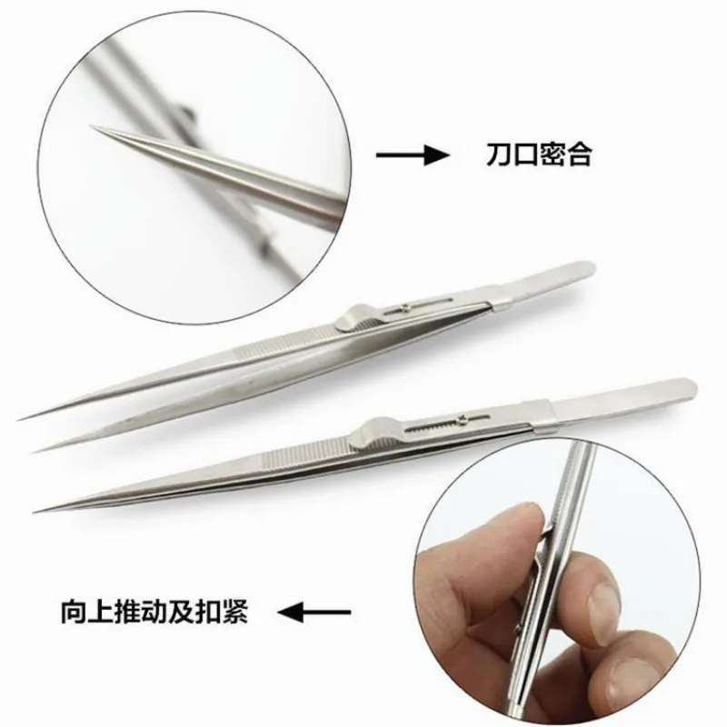 Repairing Professional Stainless Steel Tweezers Jewelry Fixed lock for DIY Diamond Gem Jewelry Making Tools Multipurpose Clip precision tweezers tweezer tool