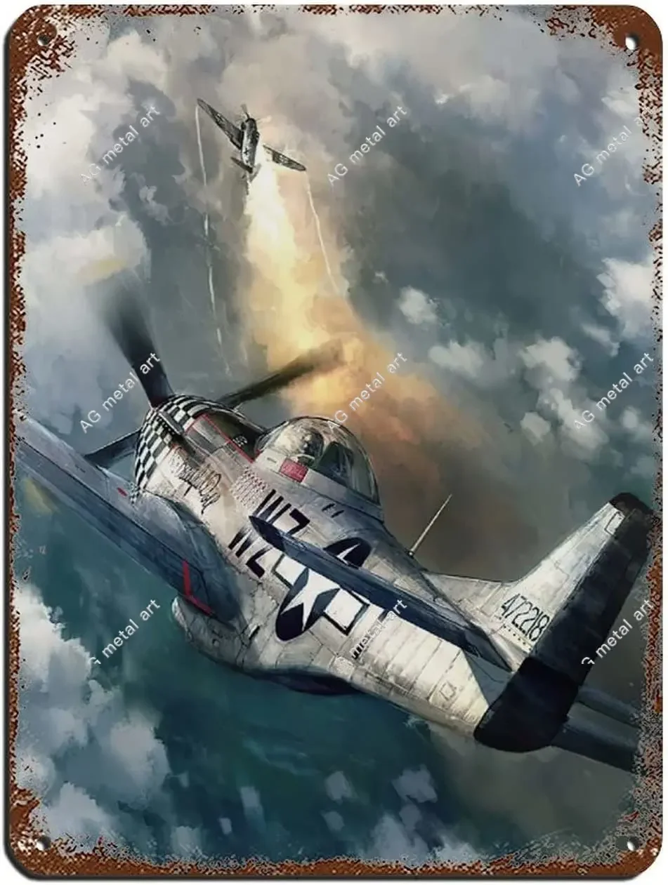 

P-51 Mustang Rust Tin Sign World War II Military Aircraft Metal Signs 3 Tin Sign Vintage Metal Pub Club Cafe Bar Home poster