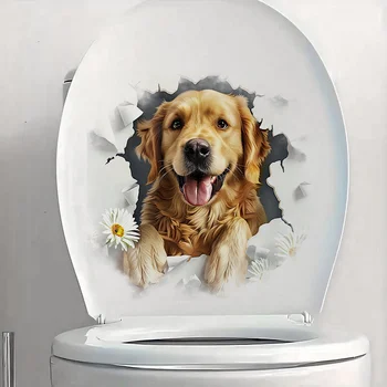 C1159 # Adesivo per toilette per cani Golden Retriever, materiale durevole, perfetto per la decorazione della parete di casa, decorazione estetica della stanza