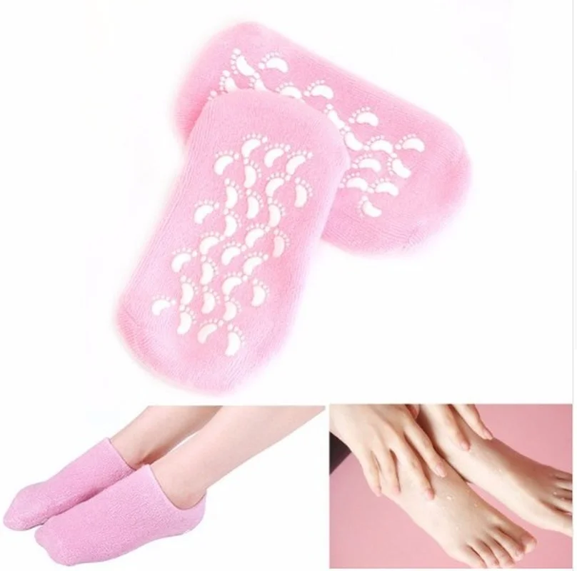 1Pair Reusable Spa Gel Socks & Gloves Moisturizing Whitening Exfoliating Velvet Smooth Beauty Hand Foot Care Silicone Socks beauty gel socks gloves