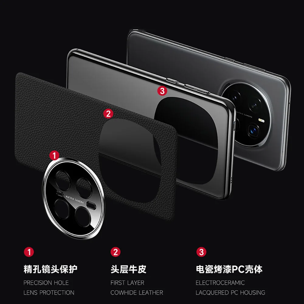 Luxury Plating Genuine Leather Case with Camera Lens Protector