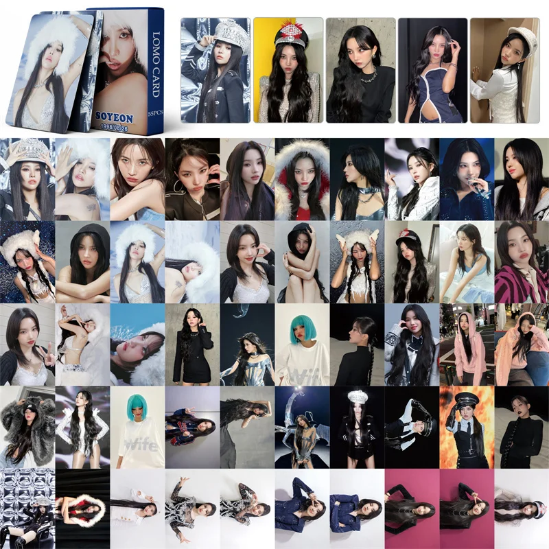 KPOP 55pcs/set(G)I-DLE Album Super Lady LOMO Card Tian Xiaojuan SOYEON Gift Photo Card Jeon Cho Yeon Postcard MINNIE YUQI lomo cards album cards