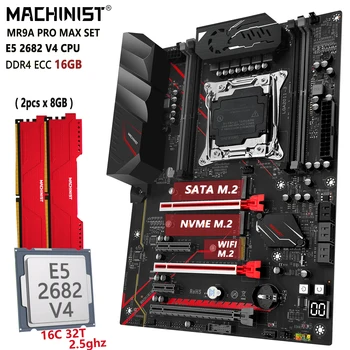 MACHINIST X99 마더보드 세트, LGA 2011-3 키트, Xeon E5 2682 V4 CPU, 16GB(2*8G) DDR4 RAM ECC 메모리, Nvme M.2 SATA MR9A PRO MAX