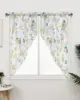 Floral Botanical Rod Pocket Kitchen Valance Curtains Yellow Floral Branch Scalloped Swag Curtains Living Room Bathroom Window 3