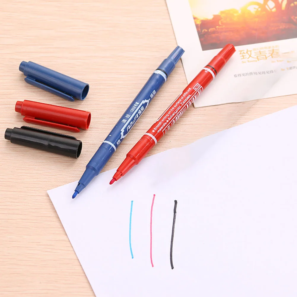 3/10PCS Fine Dual Heads Marking Pen Marker Waterproofink Thin Nib Black Liner Art Pen Drawing Stationery Office Supplies Marker permanent marker pen marker pens permanent marker permanent markers markers pen