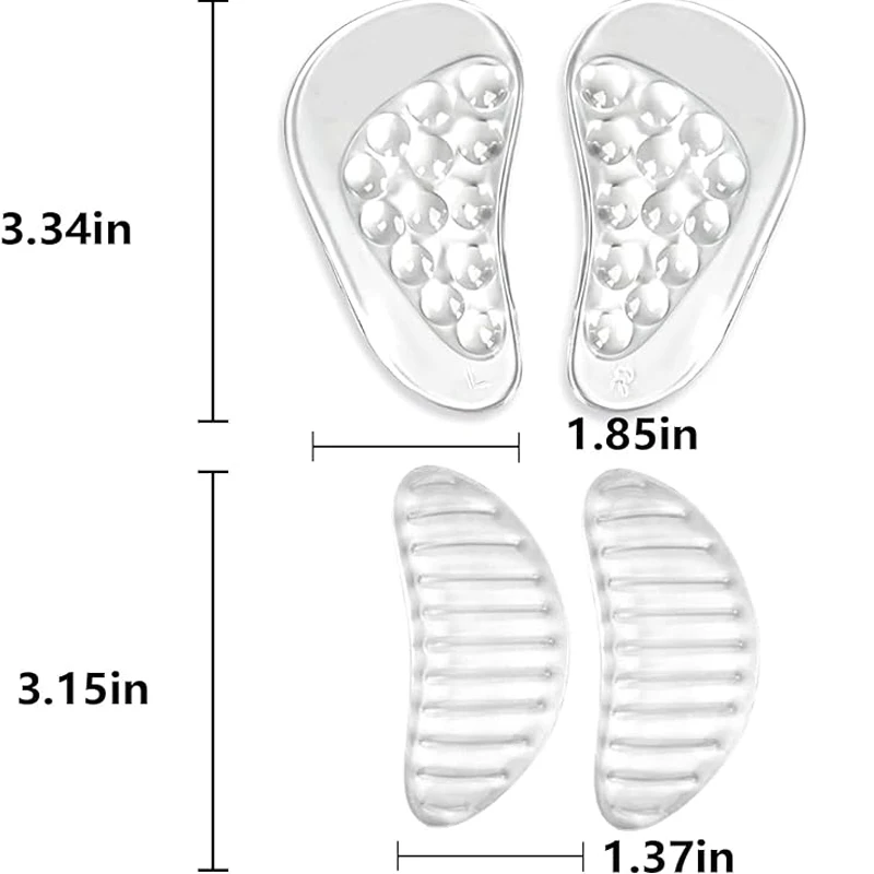 4 Pair of Transparent Arch Support Particle Insoles Flat feet high arches relieve stress insole