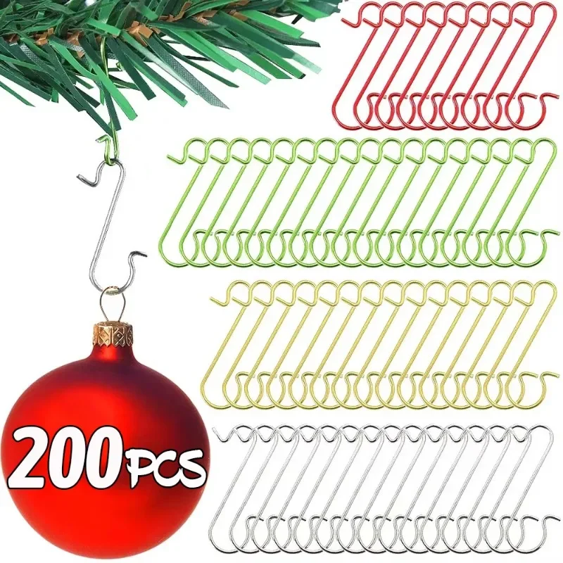 200/50PCS Christmas Metal S-Shaped Hooks for Tree Ball Pendant
