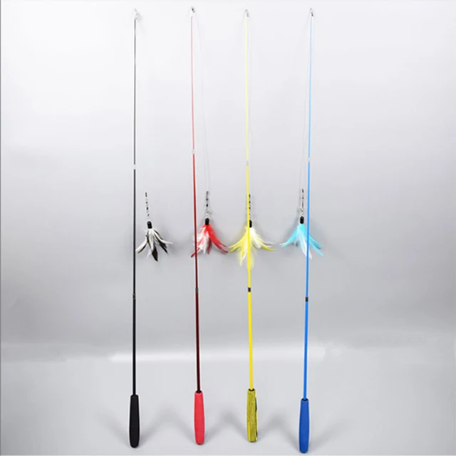 97cm Retractable Cat Feather Toys Kitten Funny Rod Cat Wand Toys Plastic Pet Cat Toys Interactive Stick Pet Cat Supplies 2