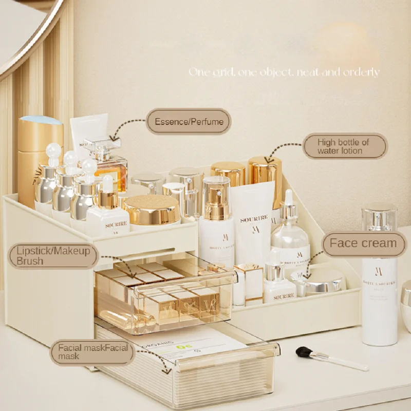 Transparent Drawer Style Makeup Box Dormitory Organizer Plastic Cosmetics Skincare Dressing Table Desktop Storage Box 2