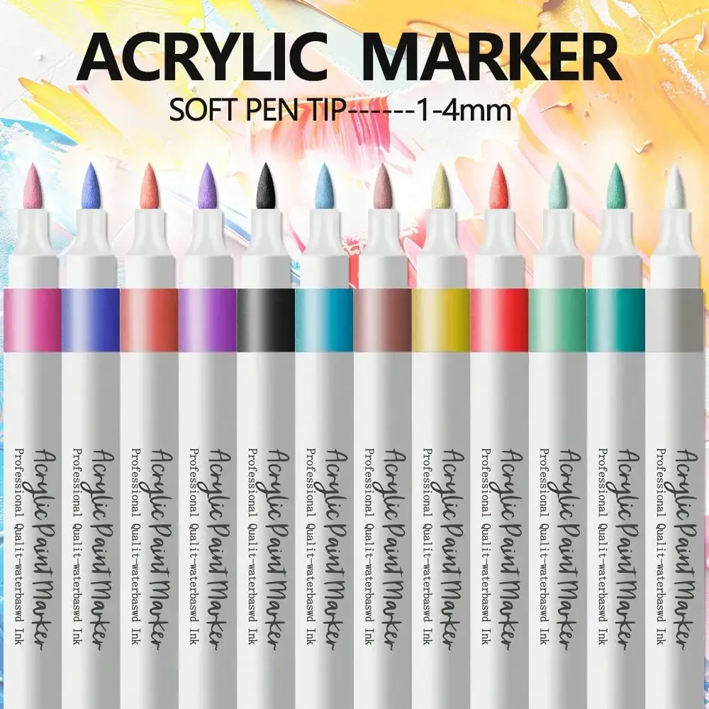 12-80 Colors Soft Headed Different Color Acrylic Marker Pen Color Art Graffiti Pen Waterproof Opaque Water-Based Soft Headed